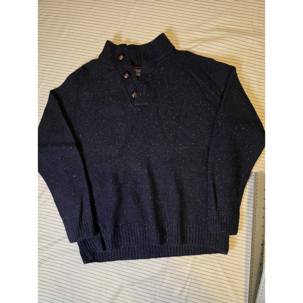1309 UNTUCKit Gordonne Navy Lambswool Blend Mock Neck Button Sweater 41313 Med